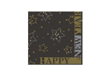 New Year Sparkle black 33x33cm, 3-lagig, 1/4F