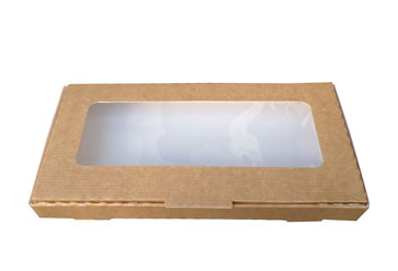Snack Box 300x150x30mm Pizzakarton mit Sichtfenster