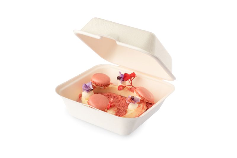 Hamburgerbox Senza 155x155x80mm aus Bagasse - PFAS-frei & nachhaltig