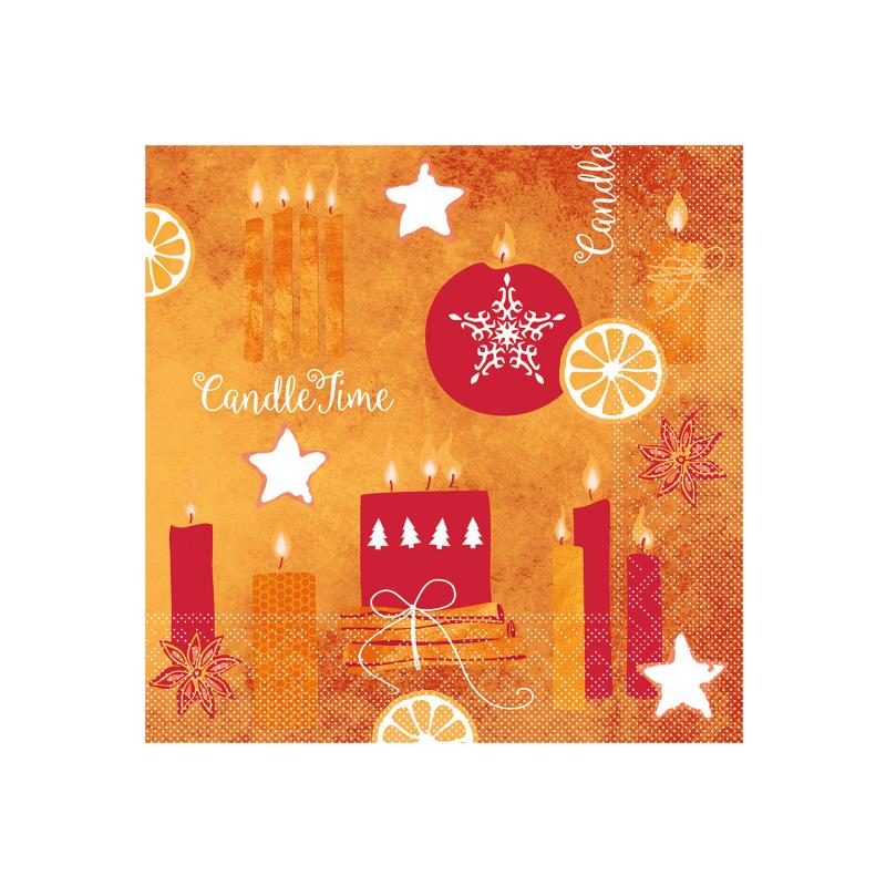 Zelltuch Serviette Candle Time Orange 33x33cm