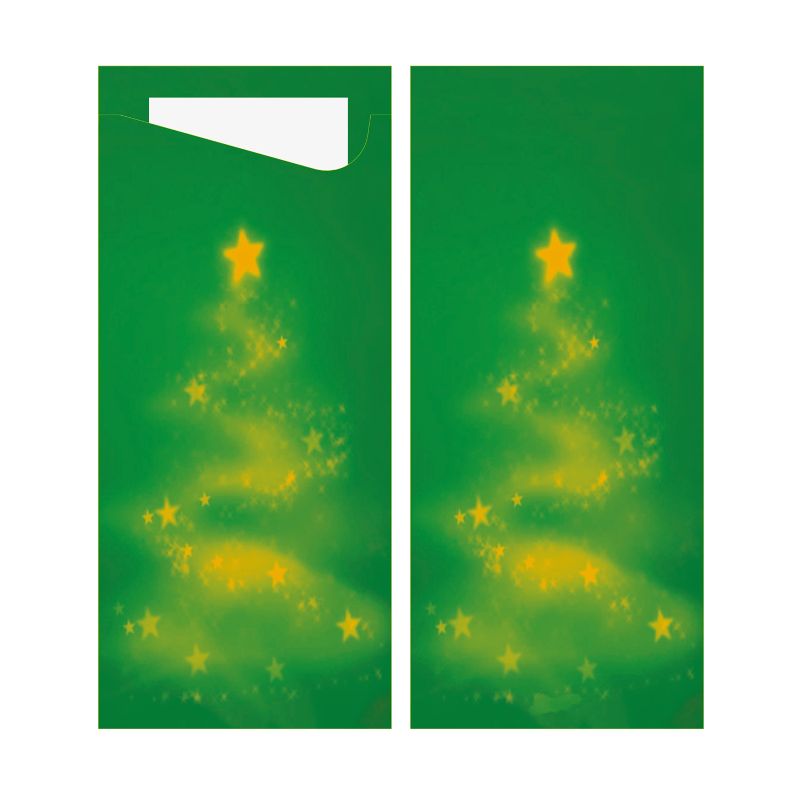 Hülle grüner Untergrund und gelbe Sterne, die einen Weihnachtsbaum darstellen