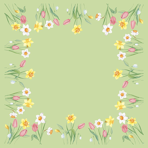 abwaschbar - grün mit Blumen