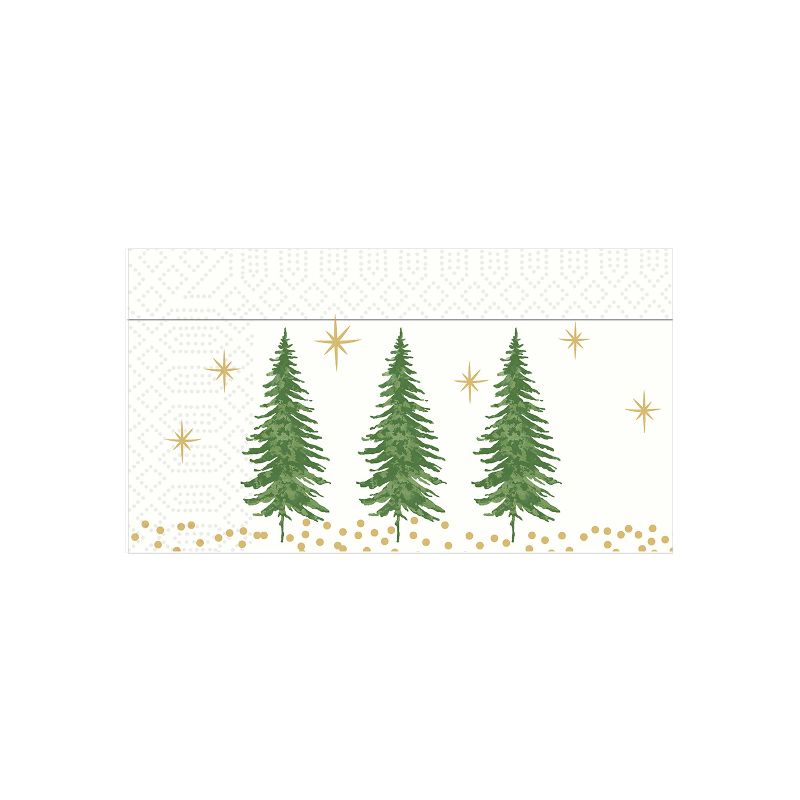 weihnachtliche weiße Zelltuchserviette 33x33cm mit Weihnachtsbäumen und Sternen