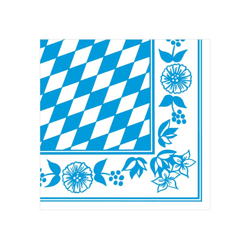 Dunisoft Serviette 40x40cm mit barischer Raute in blau auf weiße Untergrund