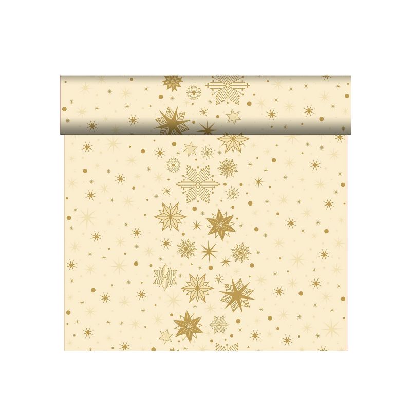 Tischläufer Stargazing Cream 0,4x24m Bio Dunicel Elegante Tischdecken Rollen Einweg mit Sternendesign weihnachtstischdeko