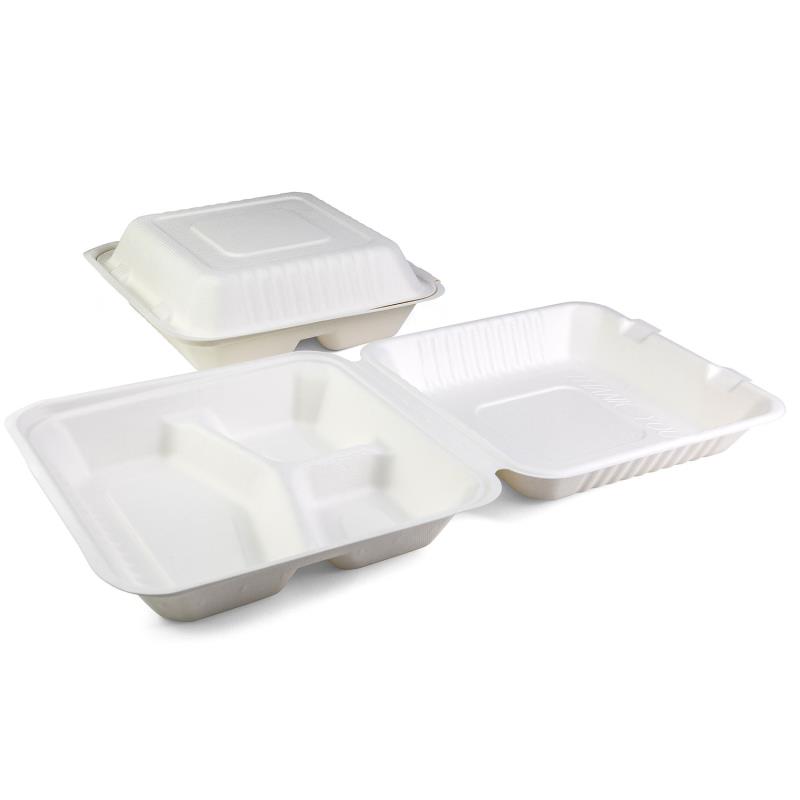 Menübox Senza 3-teilig 230x230x80mm aus Bagasse - PFAS-frei & nachhaltig