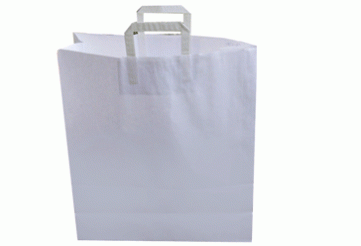 Papiertragetaschen weiß 450x170x480 mm mit Henkel