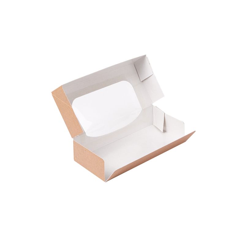 Multifoodbox - braune Fensterbox mit den Maßen 19,7x12x4,5cm außen braun und innen weiß mit Fenster