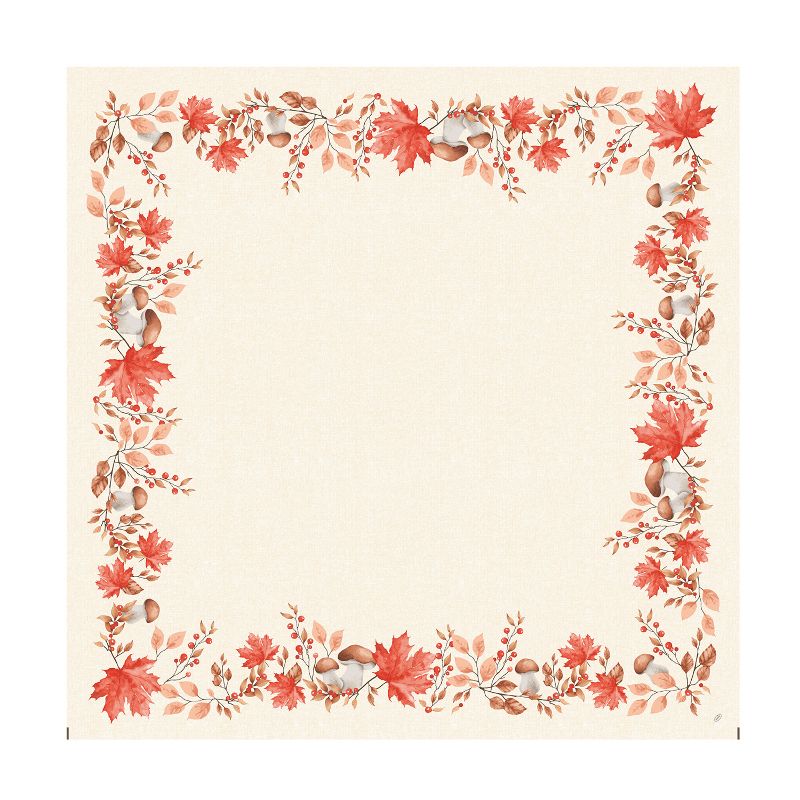 Dunisilk, abwaschbare Mitteldeldecke 84x84cm mit Blättern und Pilzen, herbstliches Motiv
