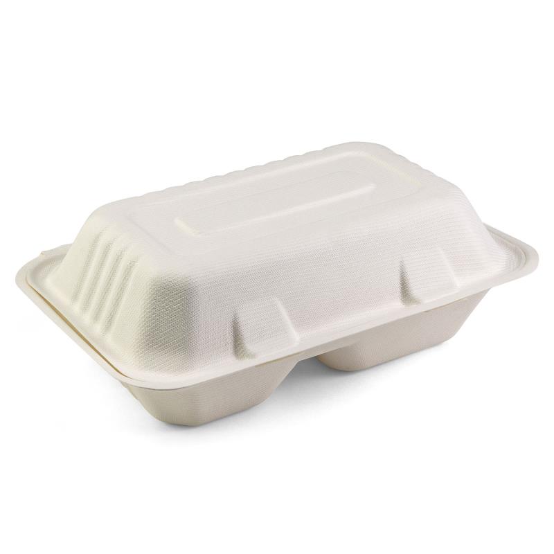 Menübox Senza 2-teilig 230x153x80mm aus Bagasse - PFAS-frei & nachhaltig