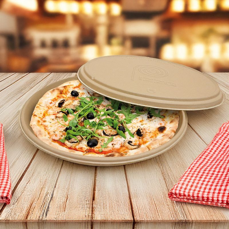 Pizzateller Bagasse Ø 35,7cm aus Bagasse in braun