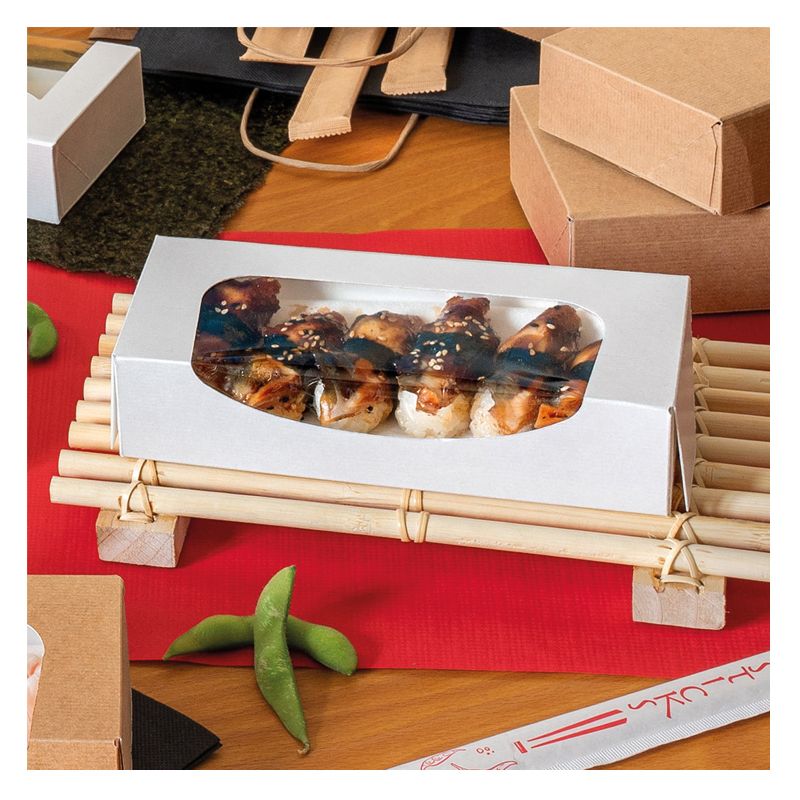 Multifoodbox - weiße Fensterbox mit den Maßen 19,7x9x4,5cm außen weiß und innen weiß mit Fenster