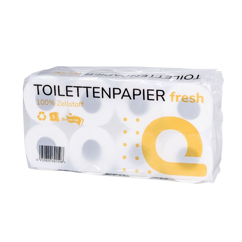 Toilettenpapier, 3 lagig, Zellstoff, hochweiß