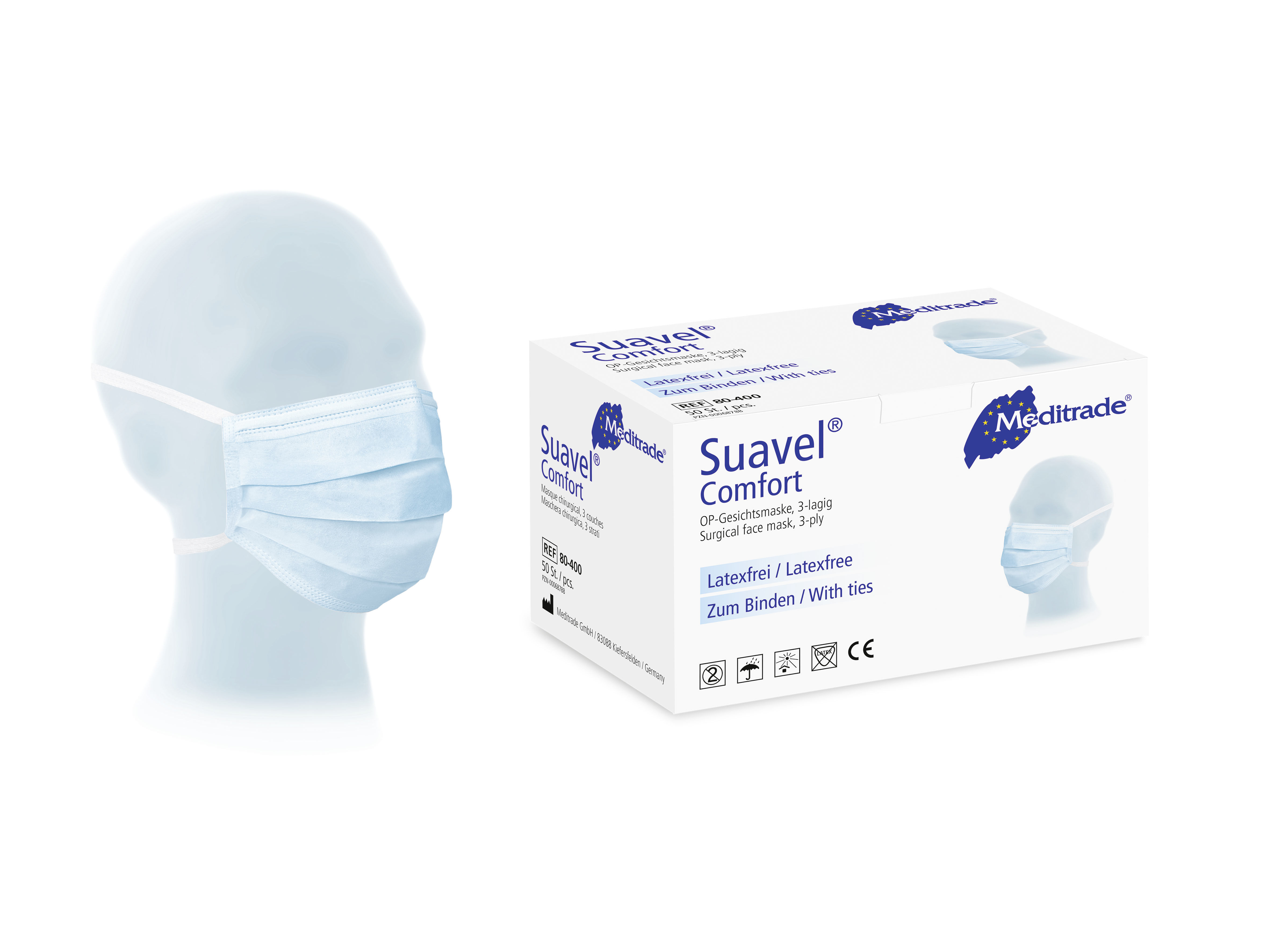 Suavel Comfort OP-Gesichtsmaske, blau Gesichtsmaske