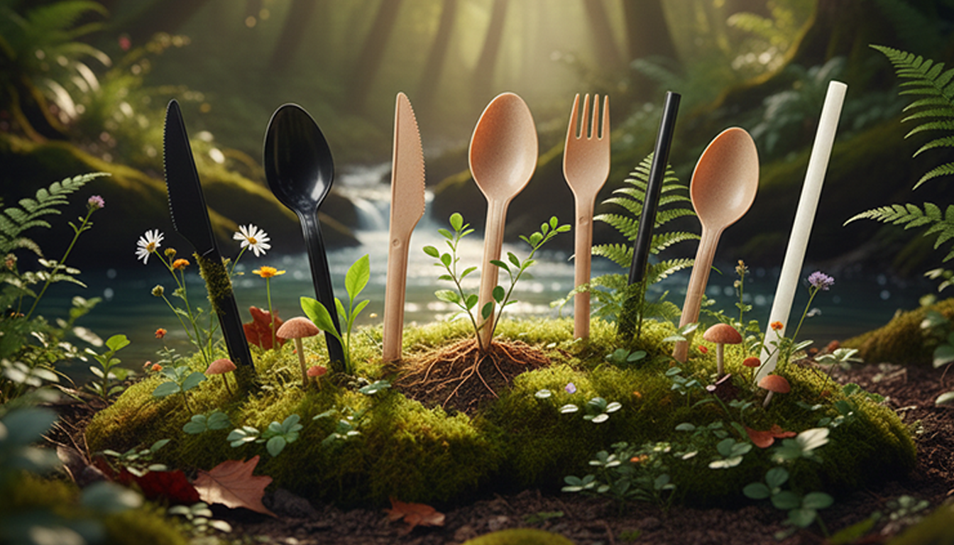 REFORK Besteck aus biobasiertem Material – Gabel in natürlicher Umgebung, biologisch abbaubar