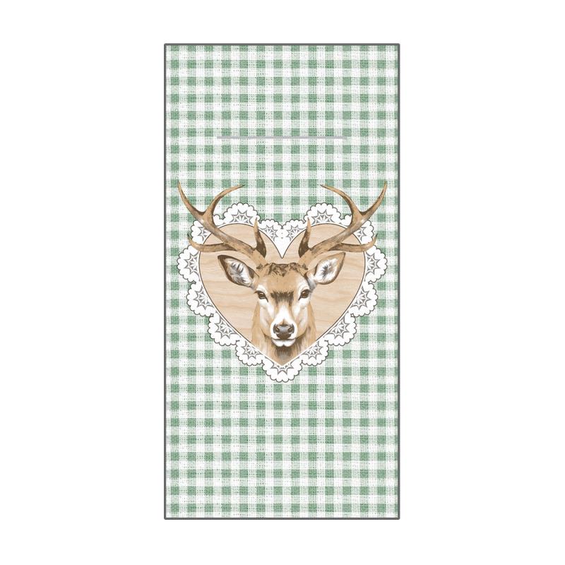 Serviettenbeutel Abigail Herbst Hirschkopf 40x40cm 1/8 Falz