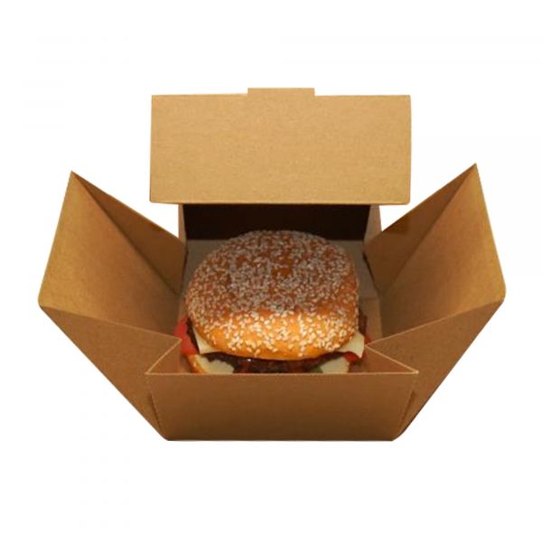 Hamburgerbox FLOWER 12x12x10,5 cm mit Löchern Burger Verpackung mit Dampflöcher