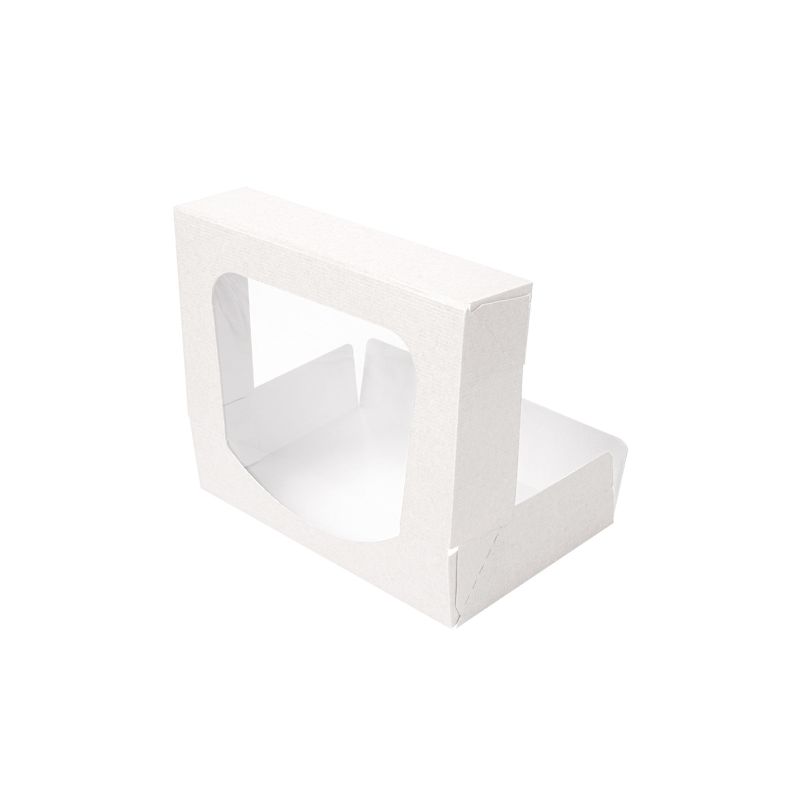 Multifoodbox - weiße Fensterbox mit den Maßen 19,7x12x4,5cm außen weiß und innen weiß mit Fenster