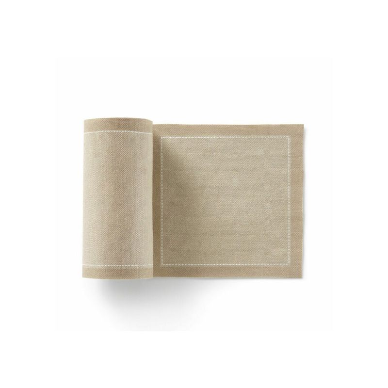 Cocktail Servietten aus Stoff beige 11x11cm, Stoffservietten Baumwolle in der Rolle