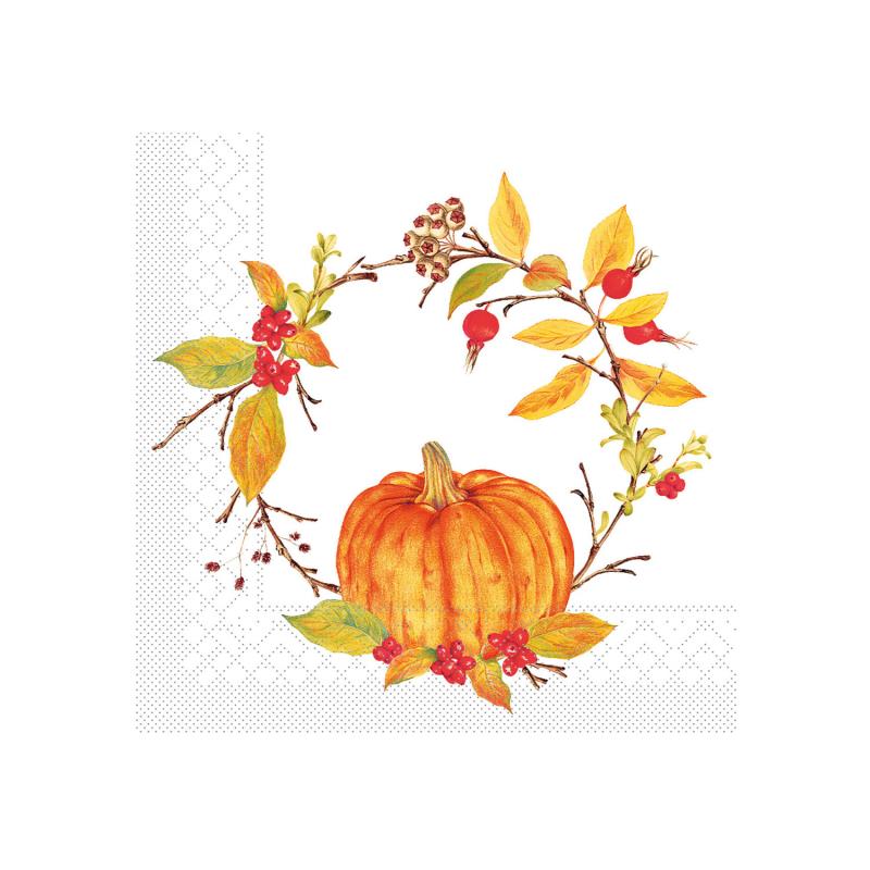 Zelltuch Serviette Kristina 33x33cm mit Kürbismotiv