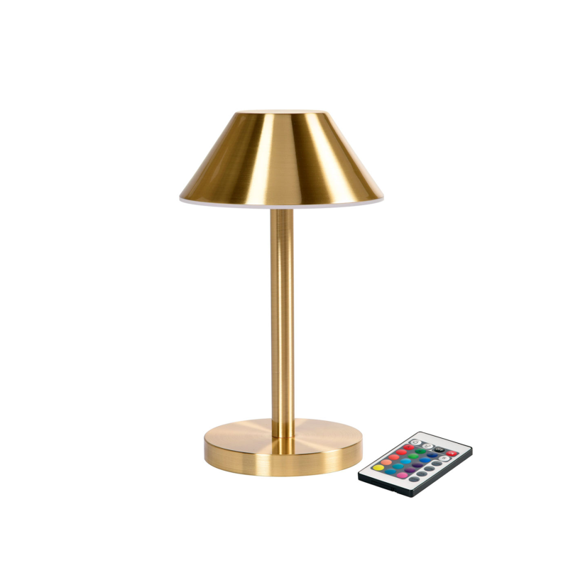 LED Lampe Zelda Midi Brass 12x21,5cm, kabellos LED Lampe für Restaurants Gastronomie, dimmbar, mit Fernbedeinung