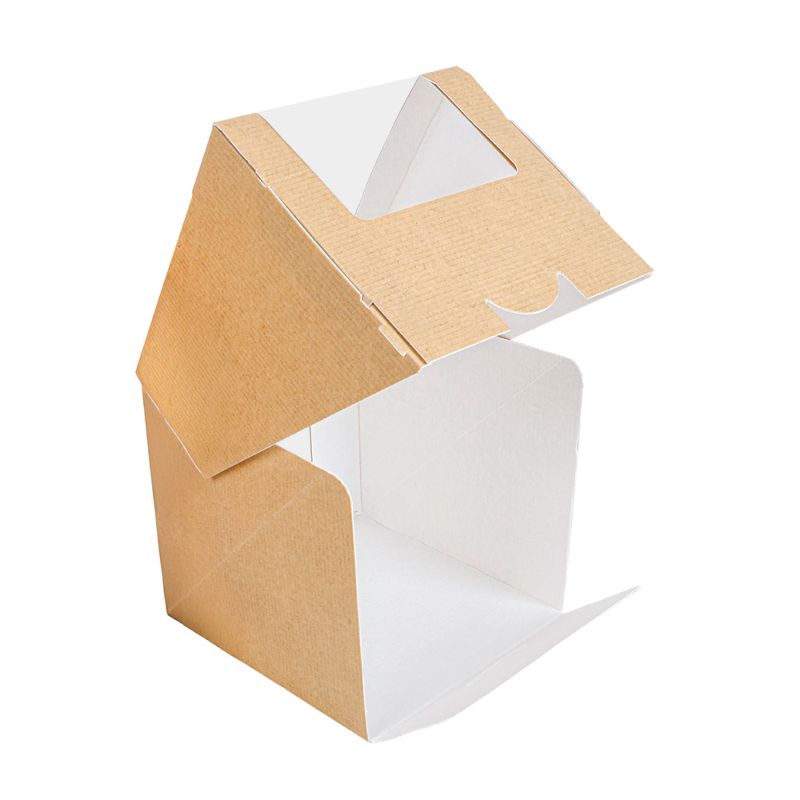 Cup Cake oder Cookie Box in braun mit Fenster mit den Maßen 100x100x110mm