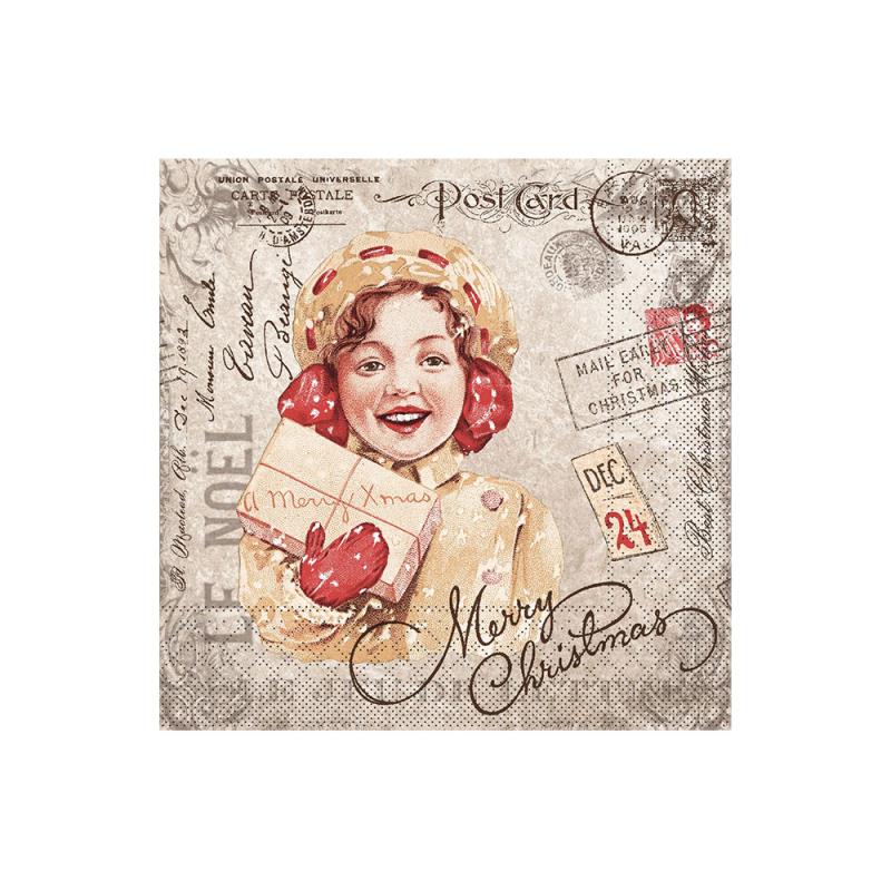 Zelltuch Serviette X-Mas Mail 33x33cm