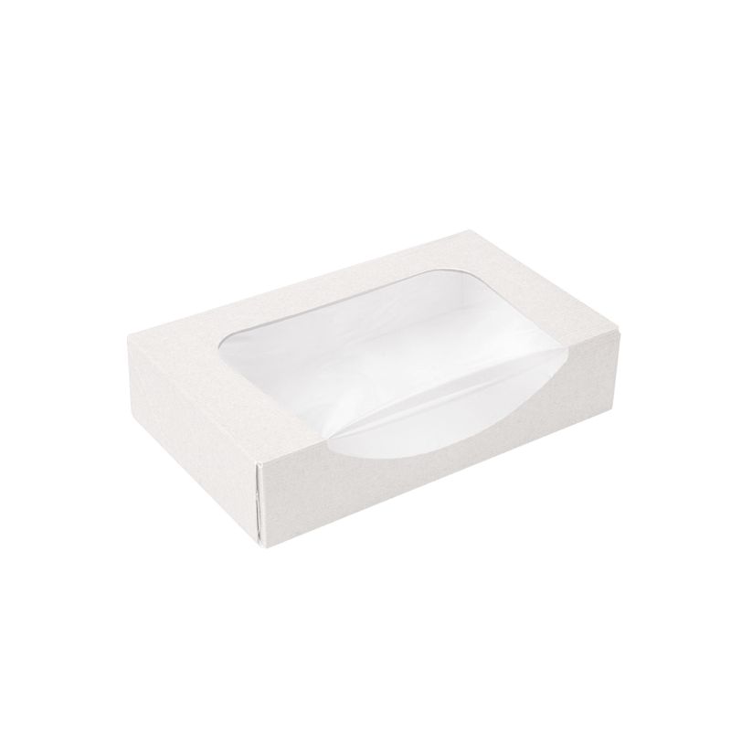 Multifoodbox - weiße Fensterbox mit den Maßen 19,7x12x4,5cm außen weiß und innen weiß mit Fenster