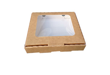 Snack Box 152x150x30mm Pizzakarton mit Sichtfenster