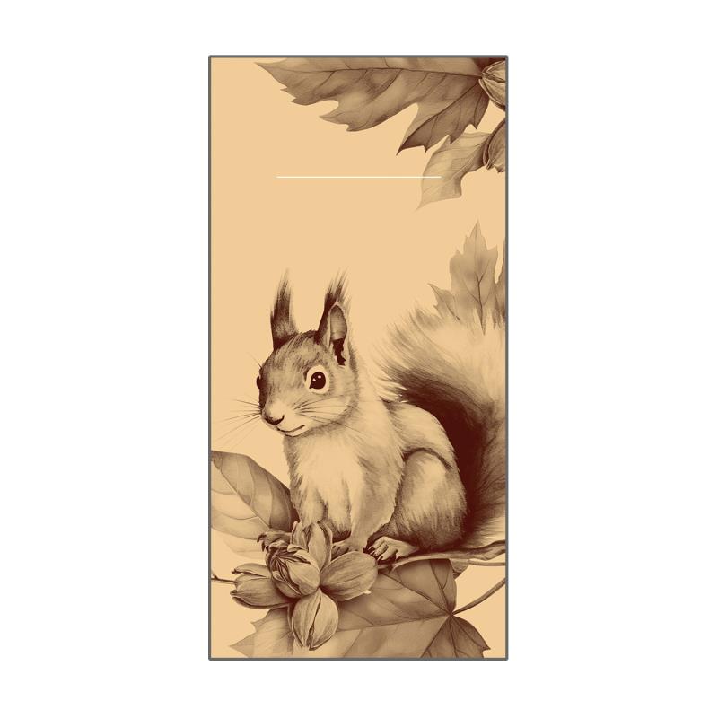 Pocket Napkin Skippy Serviettenbeutel 40x40cm 1/8 Falz Eichhörnchen Herbst Brauntöne