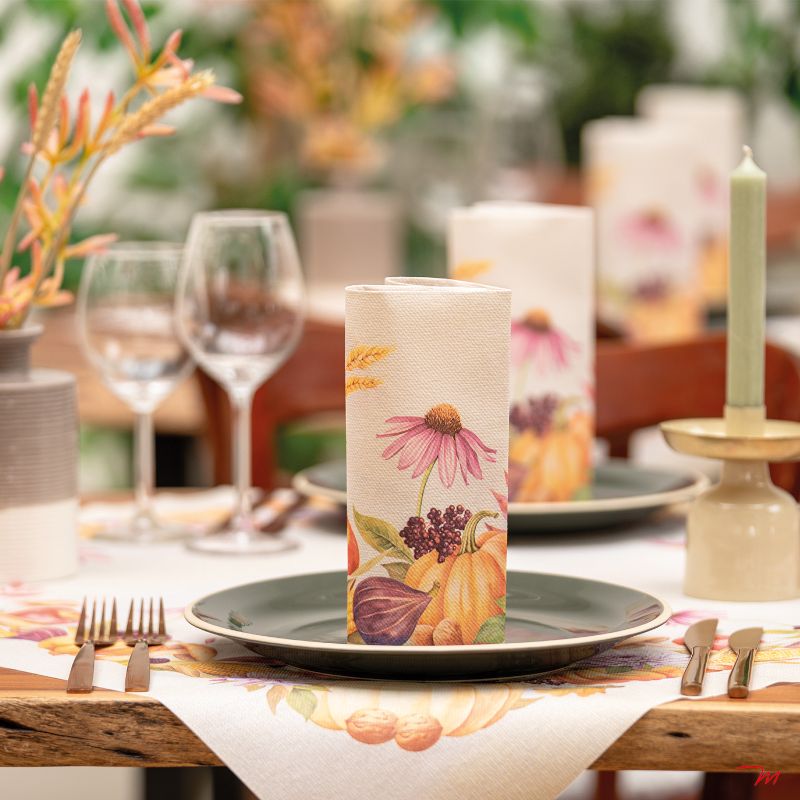 hherbstliche Soft Pocket Napkin mit Schlitz mit Blumen, Pilzen, Kürbis