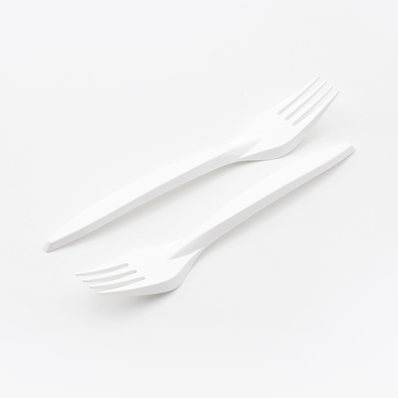 Weißes Mehrweggabel aus Plastik, 180mm lang, ideal für nachhaltige Nutzung