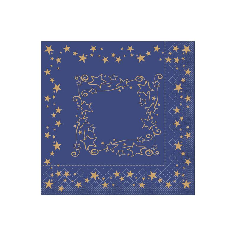 Zelltuch Serviette Glitter blau 33x33cm