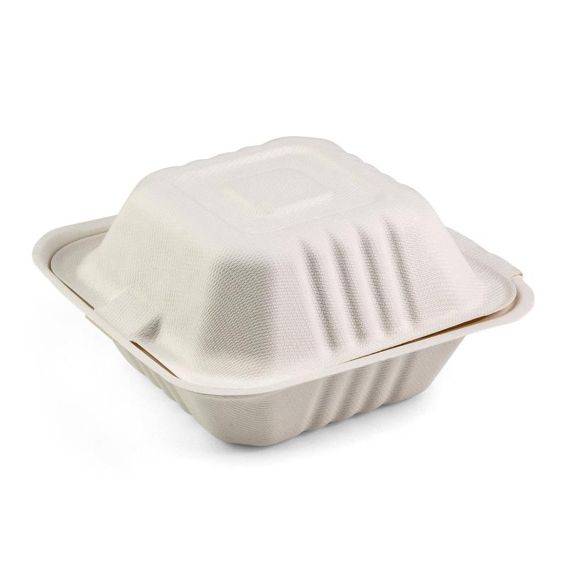 Hamburgerbox Senza 155x155x76mm aus Bagasse - PFAS-frei & nachhaltig