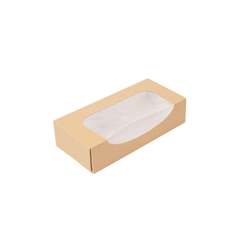 Multifoodbox - braune Fensterbox mit den Maßen 19,7x9x4,5cm außen braun und innen weiß mit Fenster