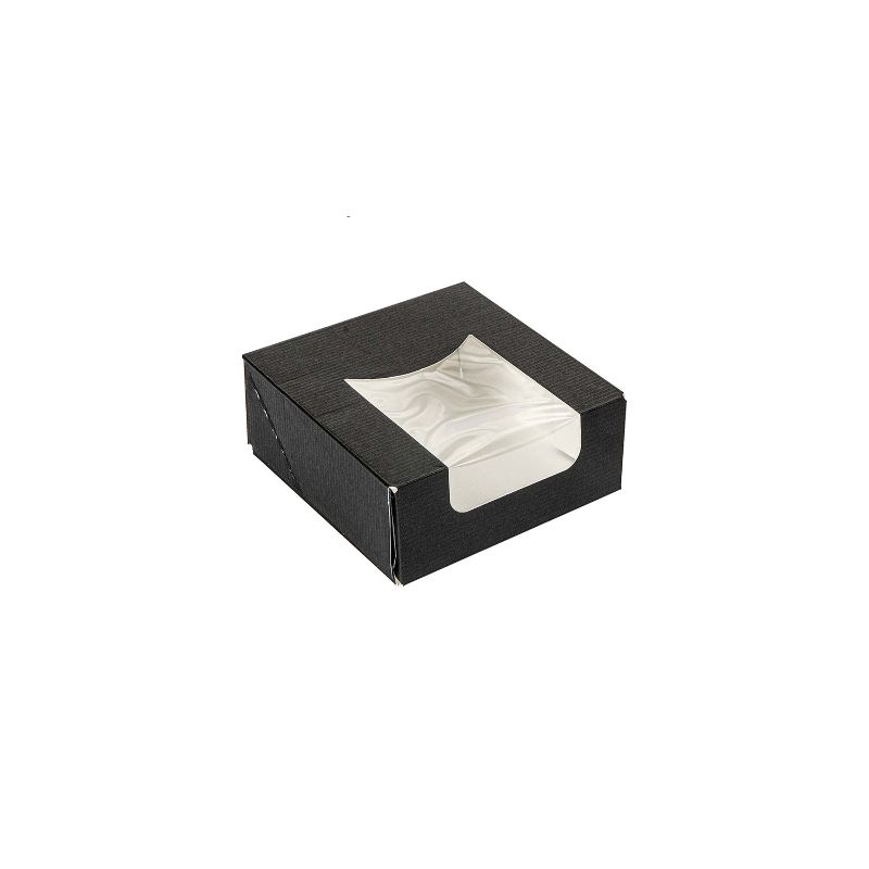 Multifoodbox - schwarze Fensterbox mit den Maßen 10x10x4cm, außen schwarz und innen weiß mit Fenster