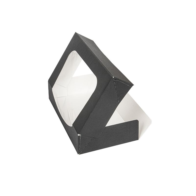 Multifoodbox-schwarze Fensterbox mit den Maßen 19,7x12x4,5cm außen schwarz und innen weiß mi Fenster