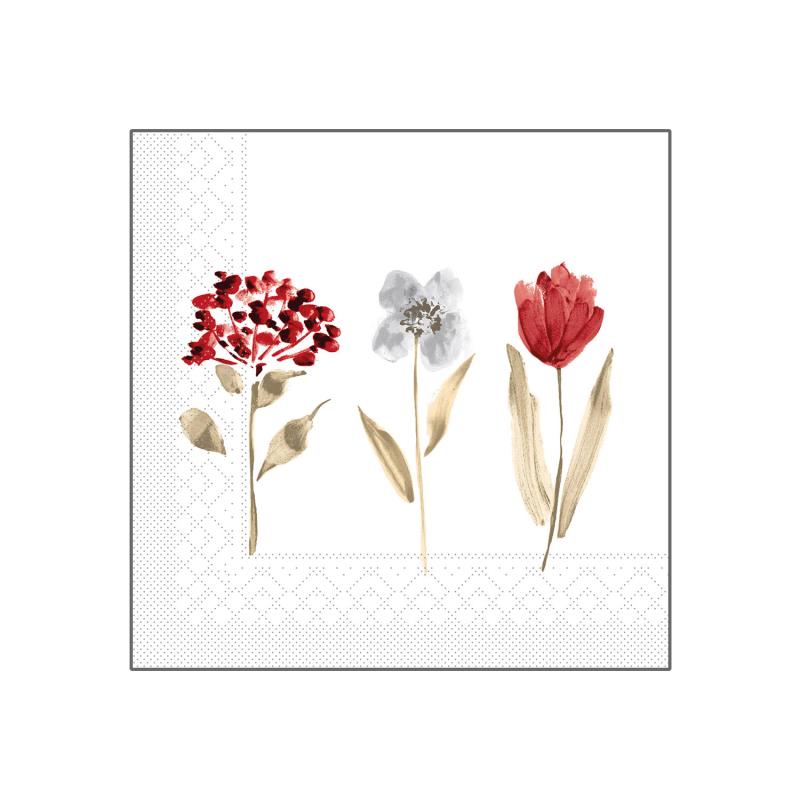 Zelltuch Serviette Herbst Blumenmotiv naturfarben 33x33cm