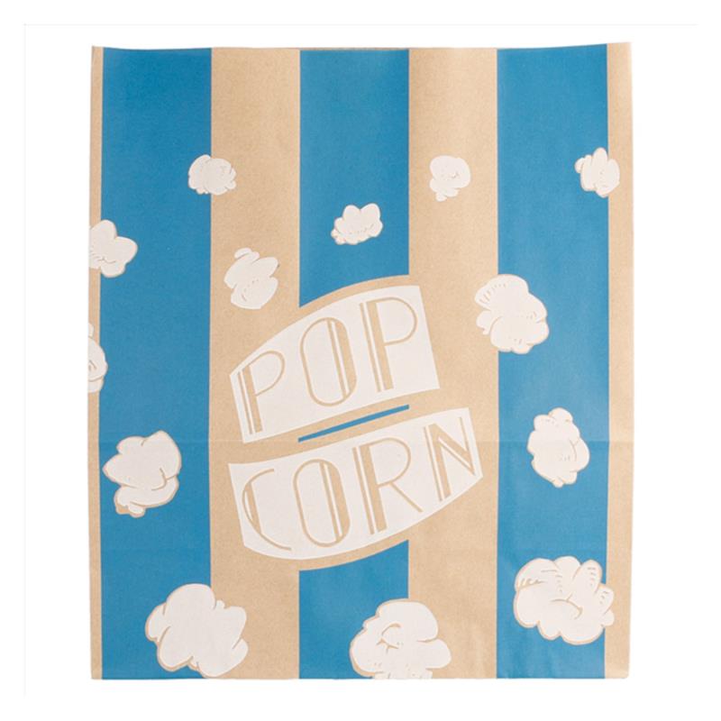 Tüte für Popcorn, blau und braun, auf weißem Hintergrund