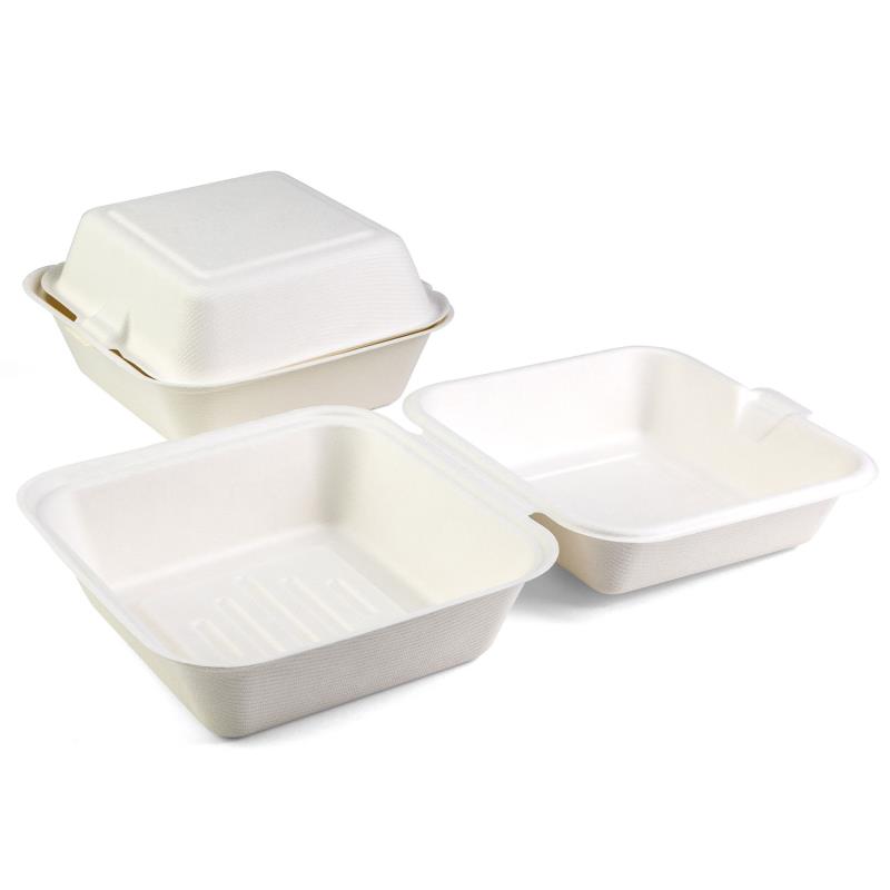 Hamburgerbox Senza 155x155x80mm aus Bagasse - PFAS-frei & nachhaltig