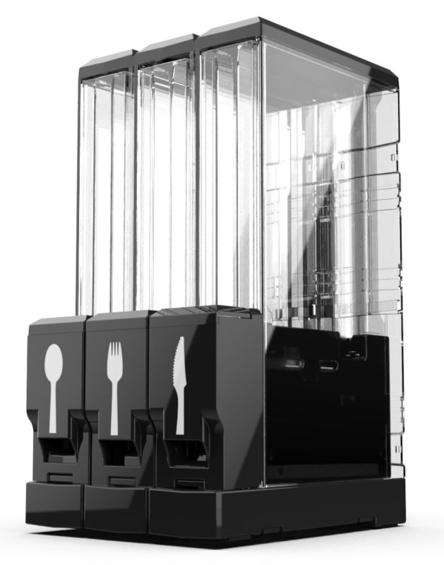 Kunststoffspender mit 3 Kassetten(Gabel, Messer, Löffel 174 mm)