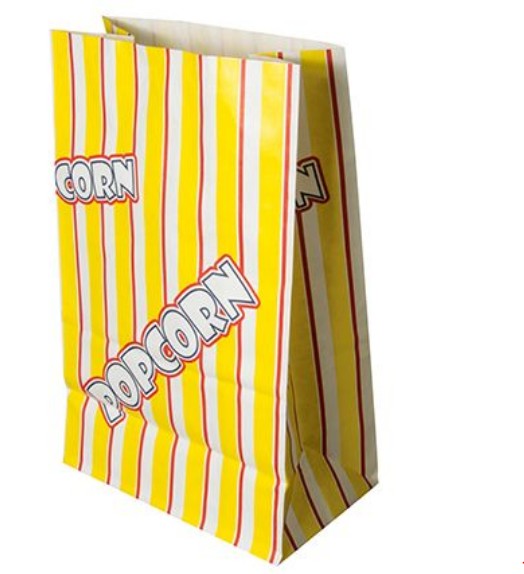 Tüte für Popcorn, Farbe Gelb auf weißem Hintergrund